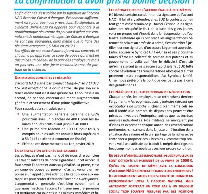 Accord NAO – La confirmation d’avoir pris la bonne décisio
