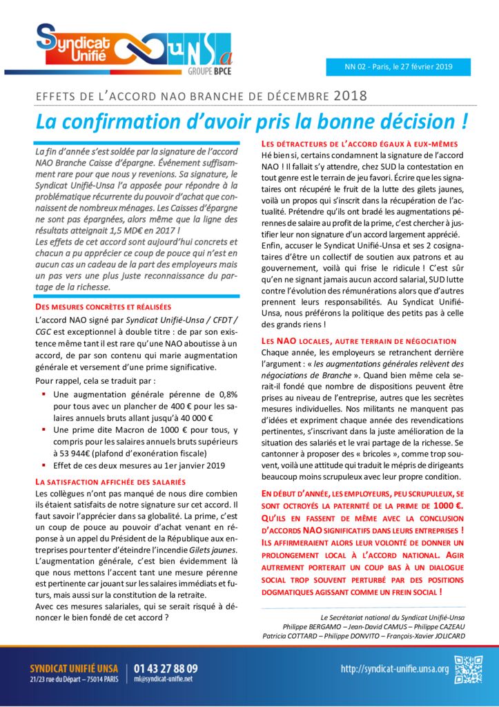 thumbnail of NN 2019-02 Accord NAO – La confirmation d’avoir pris la bonne decisio