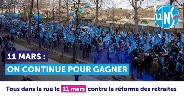 Réforme des retraites – Mobilisation… ça continue le 11 mars !