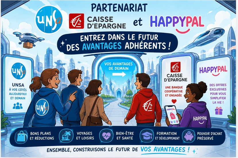 Partenariat UNSA CAISSE D’ÉPARGNE et HAPPYPAL : Entrez dans le futur des avantages adhérents
